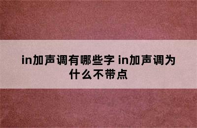 in加声调有哪些字 in加声调为什么不带点